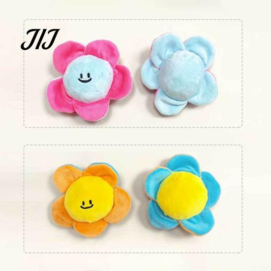Cute Floral Dog Toy Crinkle Flower Toy, Squeaky Spiky Ball Inside, Plush Puppy Safe Fabric Toys Chew Interactive Fetch for Small And Medium