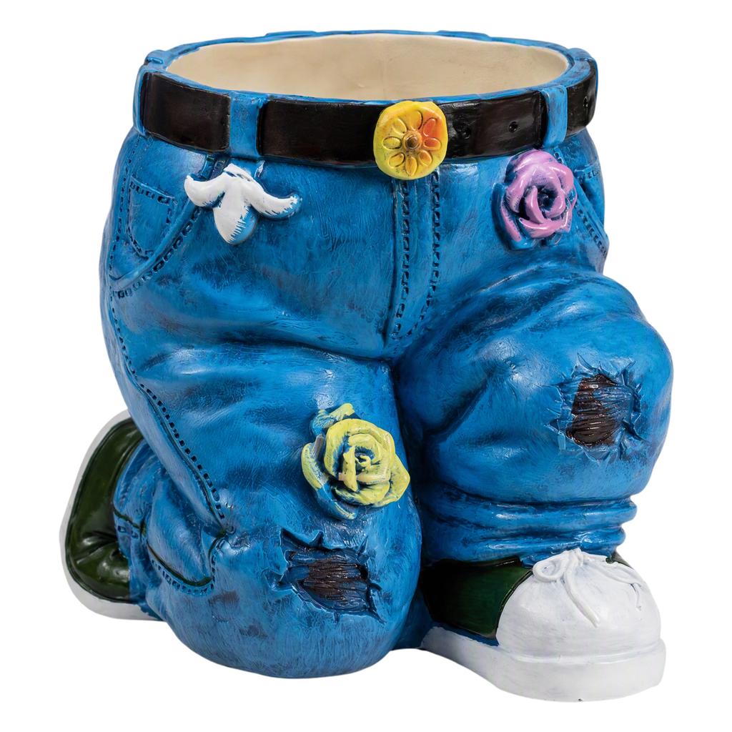 Resin Jeans Planter Pot Outdoor Garden Decor Sculpture Novelty Flower Pot 6.69x5.91x5.12in