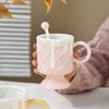 Cream Ice Cream Cup Ice Cream Cup High Foot Ceramic Mug Commercial Juice Cup Creative Dessert Cup with Mixing Spoon