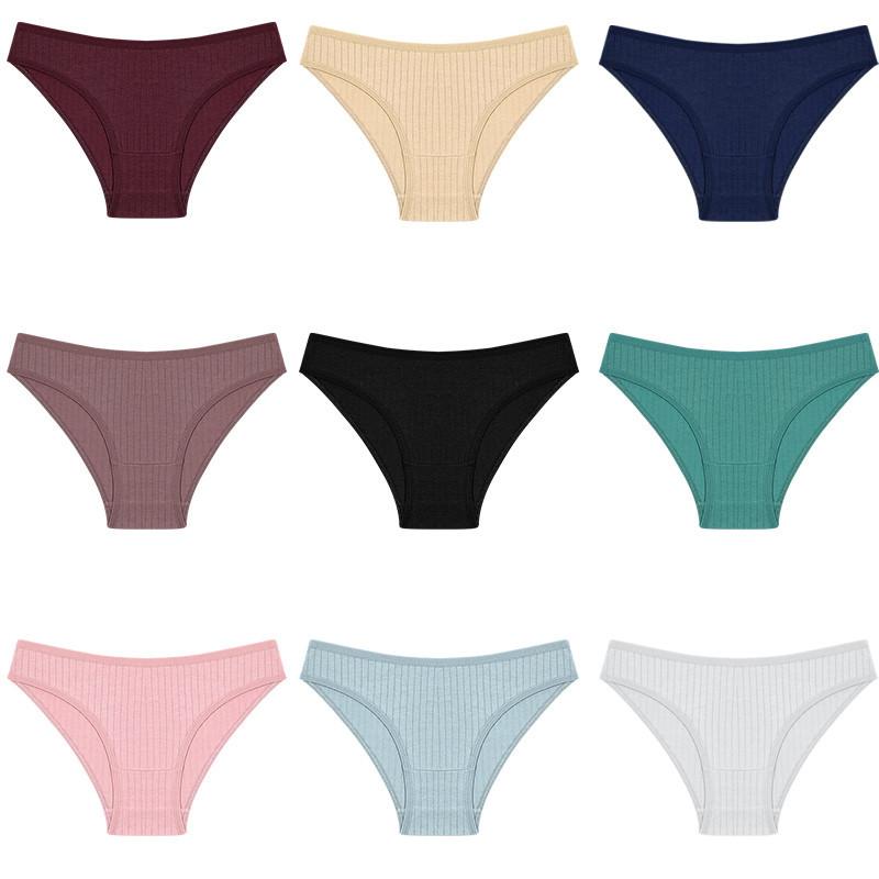 FINETOO Хлопковые трусики, женские однотонные трусики для женщин, сексуальные трусы, женские трусы M-XL