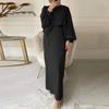 Southeast Asian Fashion Lantern Sleeves Waist Hip Crewneck Long Sleeve Women's Dress Plus Size