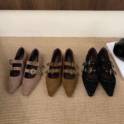 Французские туфли Мэри Джейн на скрытой платформе с заклепками, женские, новые осенние 2025 года, ретро, универсальные, одинарные