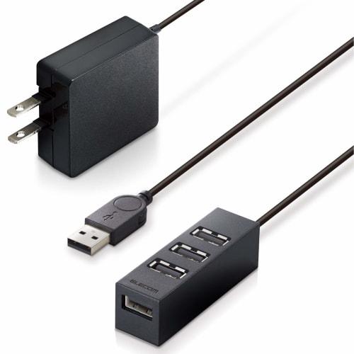 ELECOM USB Hub 2.0 Self-Powered 4 Ports Functional 1m MacBook/Surface Pro/Chromebook and Other Laptops Compatible with Nintendo Switch Black U2H-TZ427