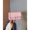 Womens Stylish Mini Square Crossbody Bag PU Leather Handbag With Chain Strap Daily Wear
