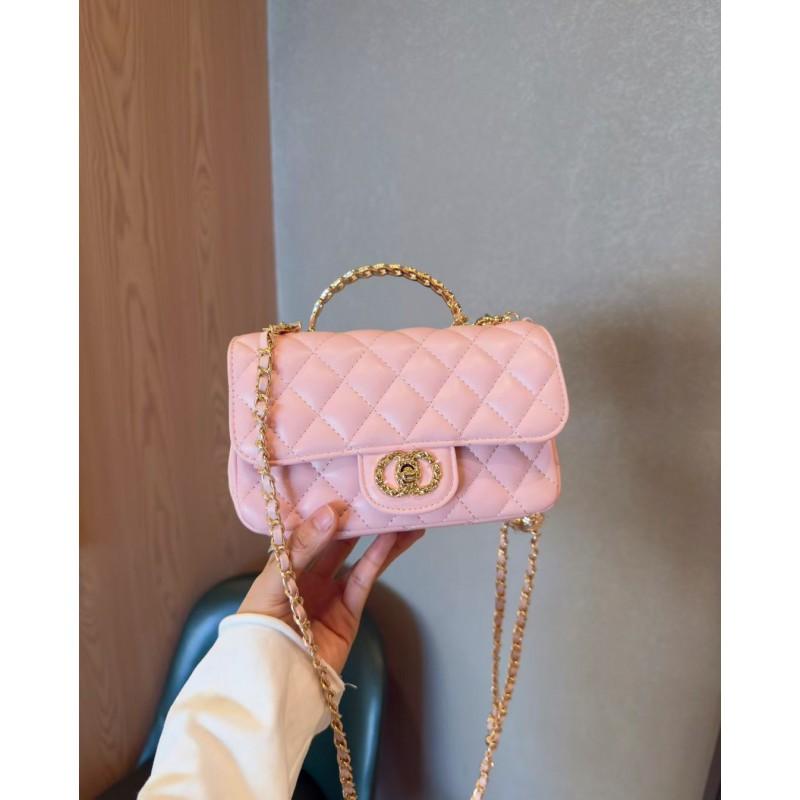 Womens Stylish Mini Square Crossbody Bag PU Leather Handbag With Chain Strap Daily Wear