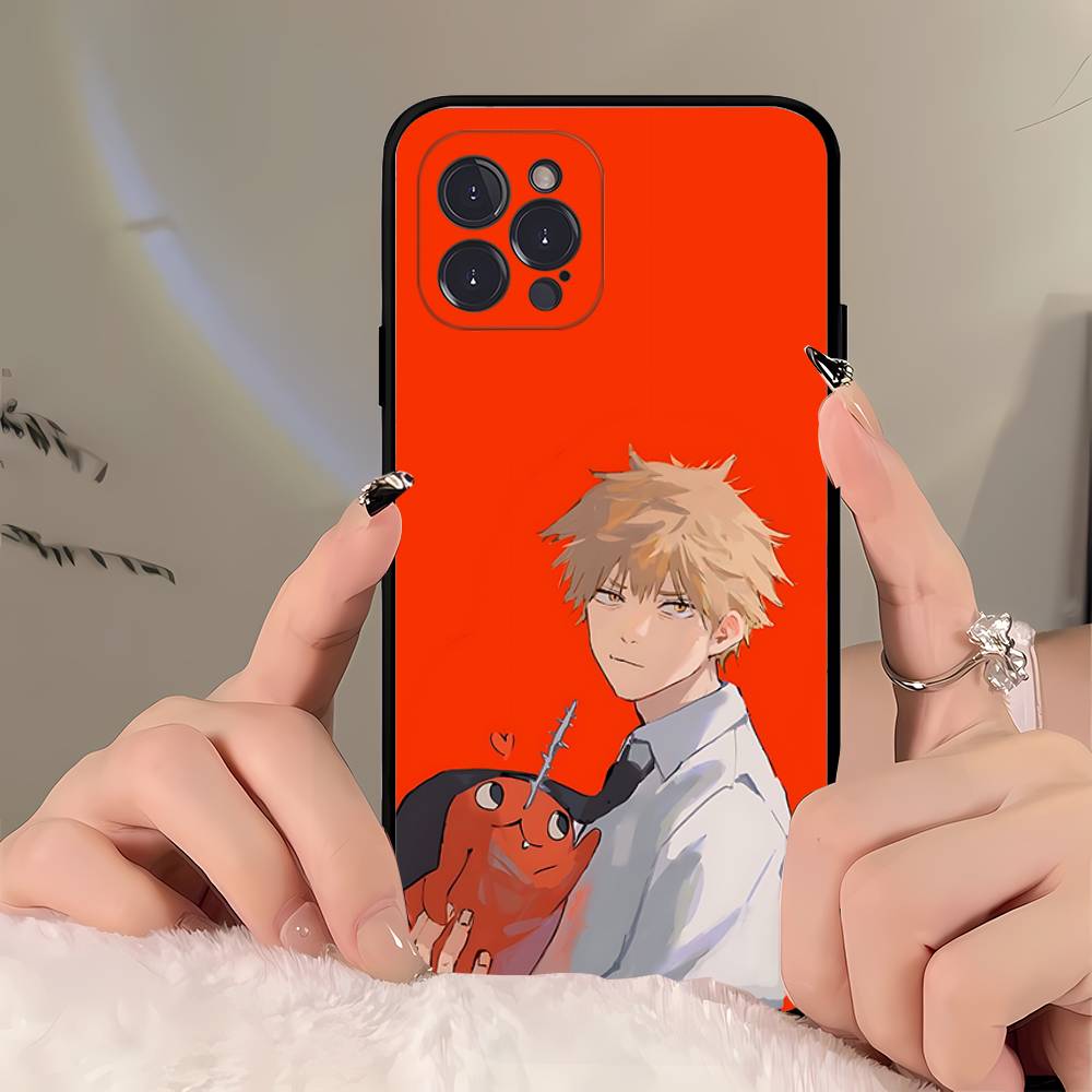 Чехол для телефона Chainsaw Man P-Pochita для iPhone 17 Air 16 15 14 Plus 13 12 Mini 11 Pro Max Черный