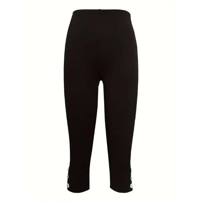 Летние эластичные однотонные брюки-капри со средней талией, обтягивающие модные и сексуальные повседневные брюки на пуговицах