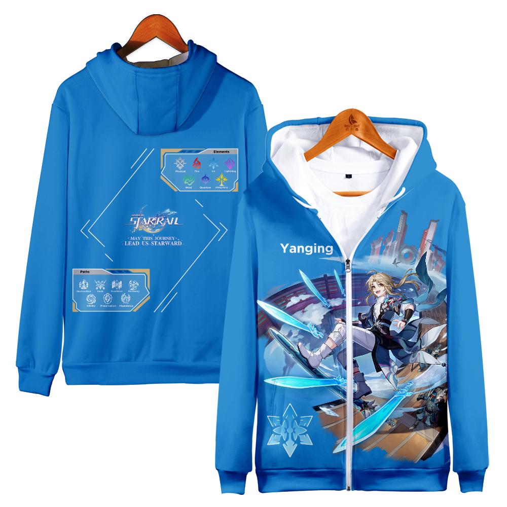 Крутая толстовка Y2k Honkai Star Rail Anime Zipper с длинным рукавом для мужчин и женщин с капюшоном Harajuku Streetwear Y2k New Game 3D Clothes