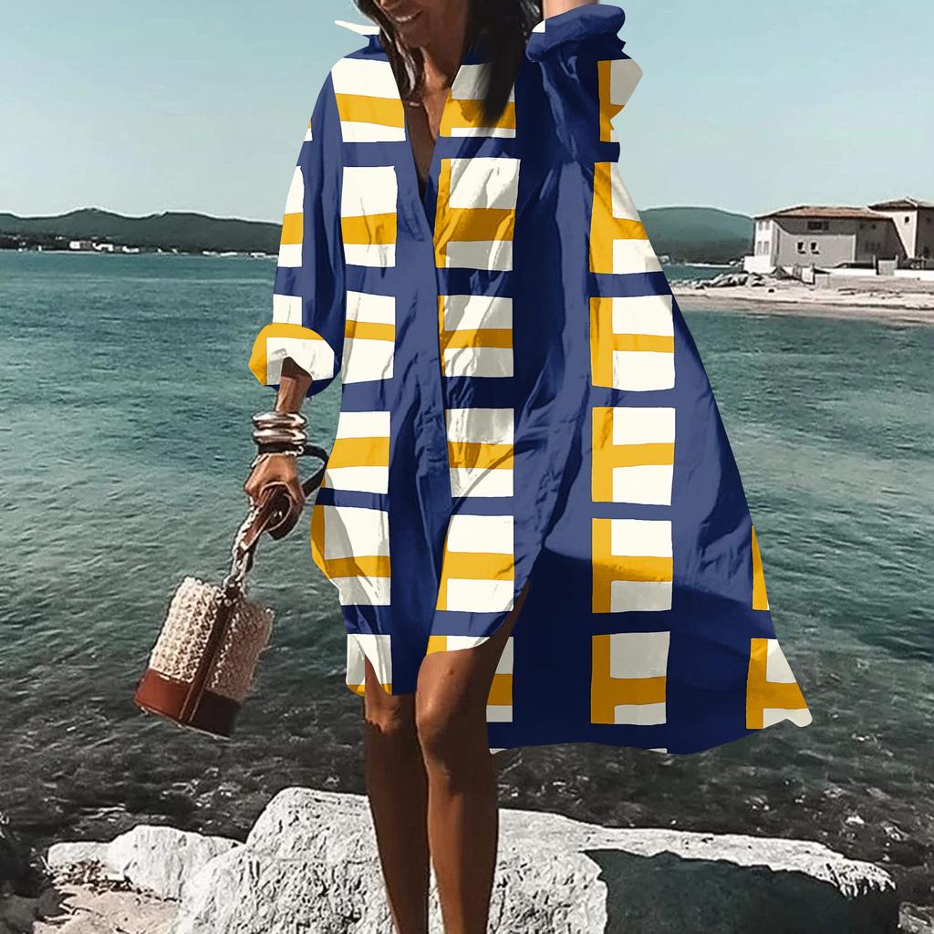 Модная женская блузка с принтом, свободная праздничная рубашка с длинным рукавом, платье