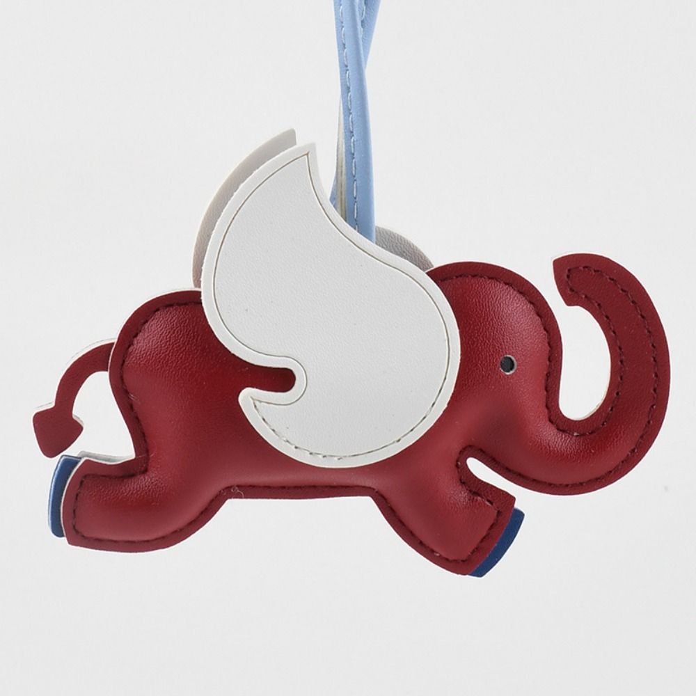 Animal PU Leather Hanger Car Keyring Bag Pendant Trendy Flying Wings Elephant Keychain  Women