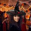 with Bat Spider Web Twisted Wizard Cap Gothic Glitter Pleated Wizard Hat  Children/Adult