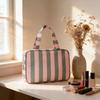 Large Capacity Striped Toiletry Storage Bag Multi Compartment Cosmetic Pouch  Weekend Getaway