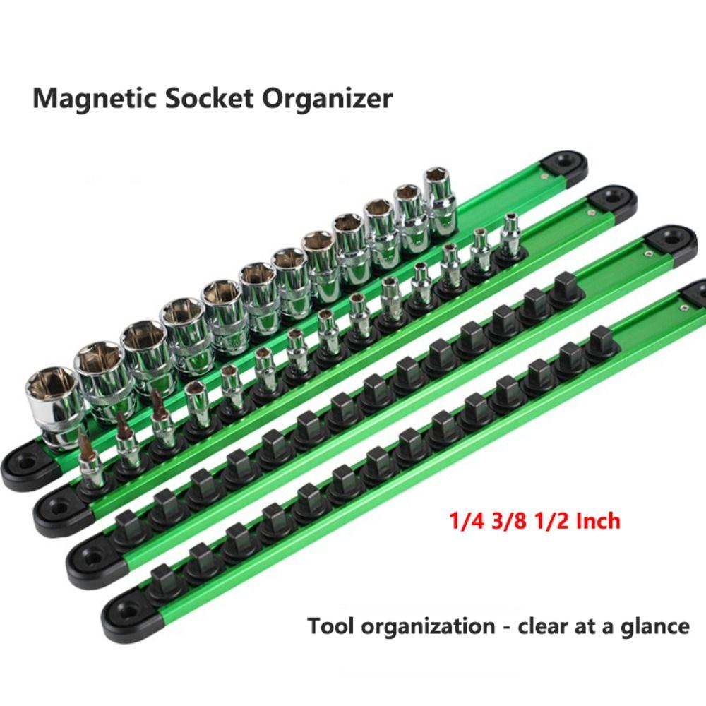 Adjustable Socket Storage Rack 1/4 3/8 1/2 Inch Socket Clip Rail Holder Magnetic Socket Organizer