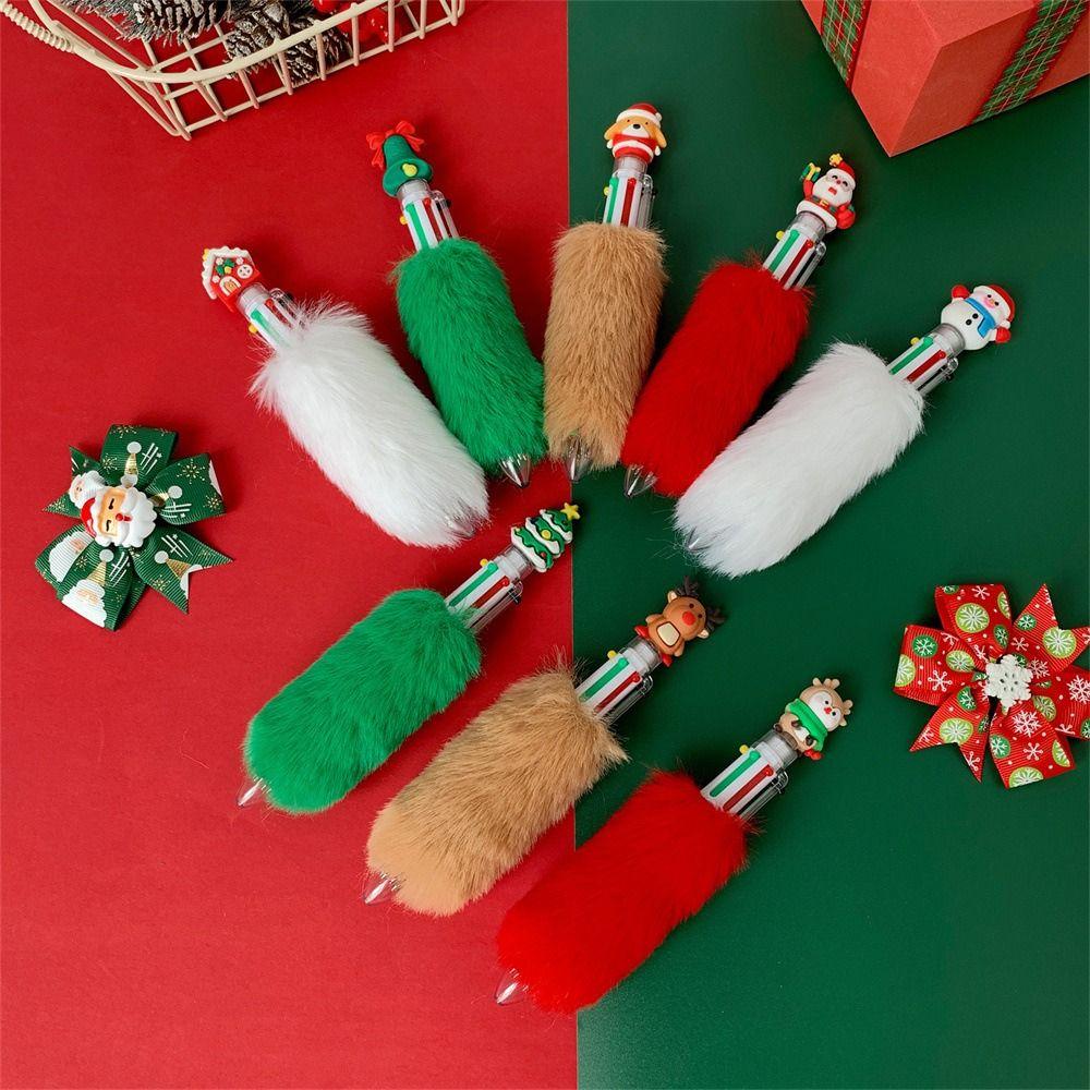 Plush Six Color Pen Christmas Gift Xmas Gel Pen High Quality Neutral Pen Student
