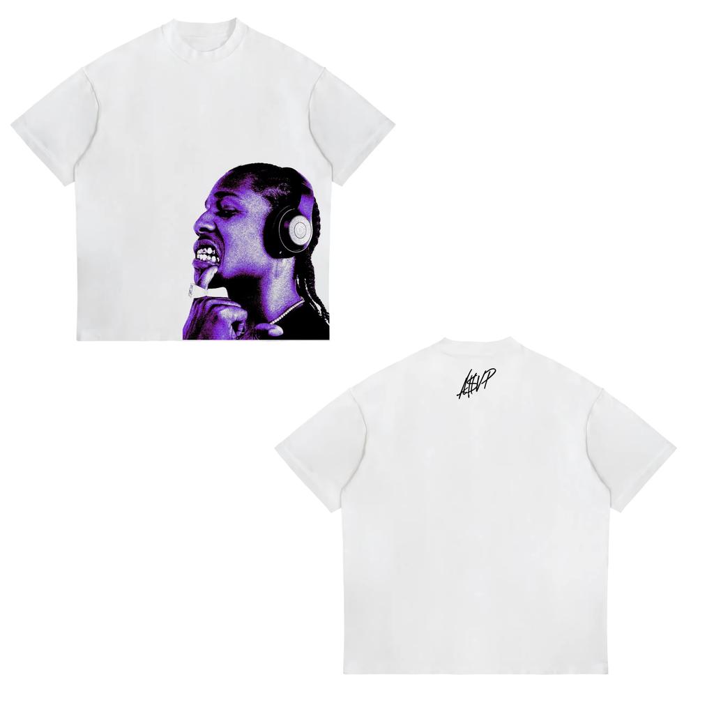 2026 New ASAP ROCKY Short-sleeved T-shirt HIP HOP High Street Men Women Gothic Tees A$AP Portrait T-shirt Hip Hop Streetwear Oversized Tshirt
