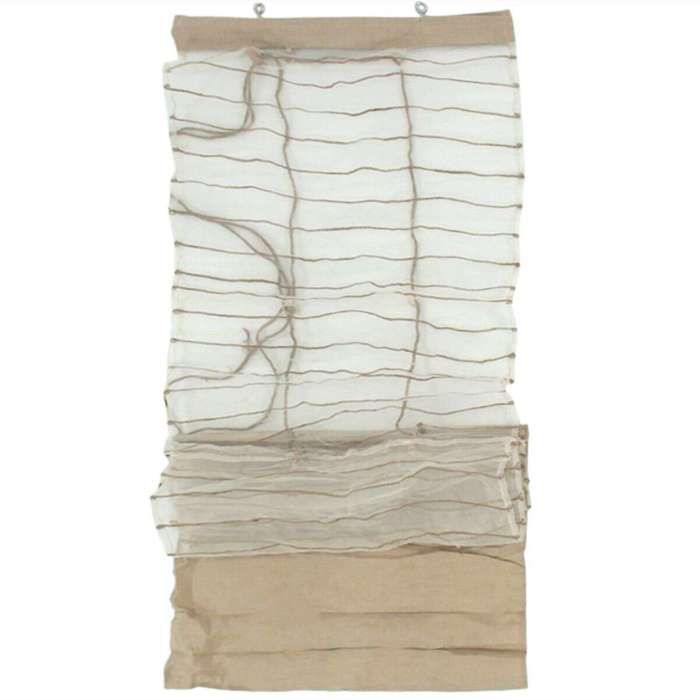 Store voilage effet soie avec du coton et jute écru 45x200