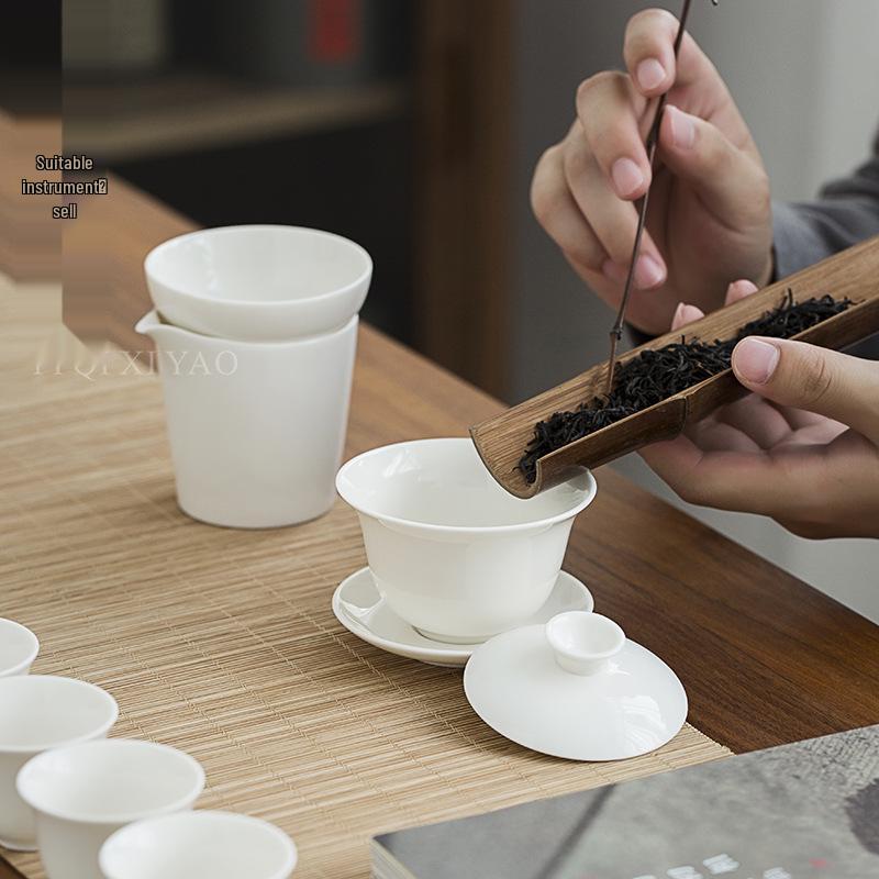 Белый Фарфоровый Набор для Kung Fu из Дэхуа с Чашками и Подарочной Коробкой, Индивидуализация