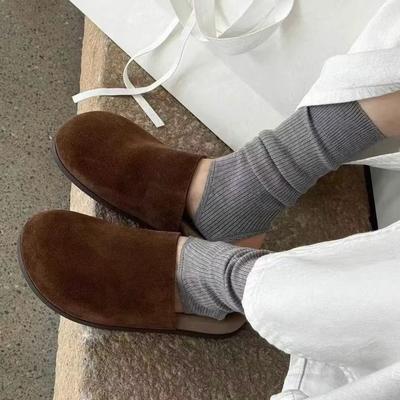 Boken тапочки женская верхняя одежда 2025 осень новые на толстой подошве с увеличением высоты сумка голова полутапочки одна нога ленивые тапочки