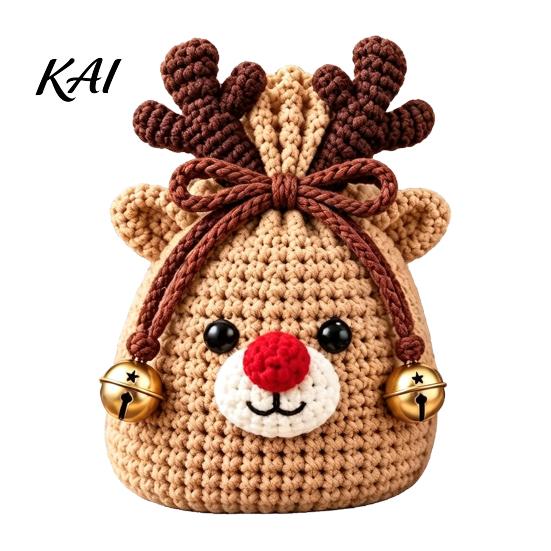 Small Item Storage Pouch Christmas Crochet Kit, DIY Santa Snowman Pouch, Cute Penguin Elk Bear Kit Designs, Bag Craft for Beginners, Handcrafted