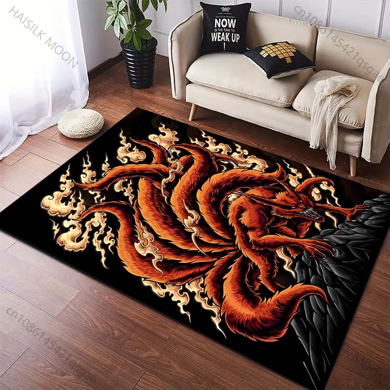 15 Sizes Japanese Mythology Fox K-Kurama Pattern Carpet Living Room Bedroom Sofa Decor Rugs Machine Washable Gifts for Friends