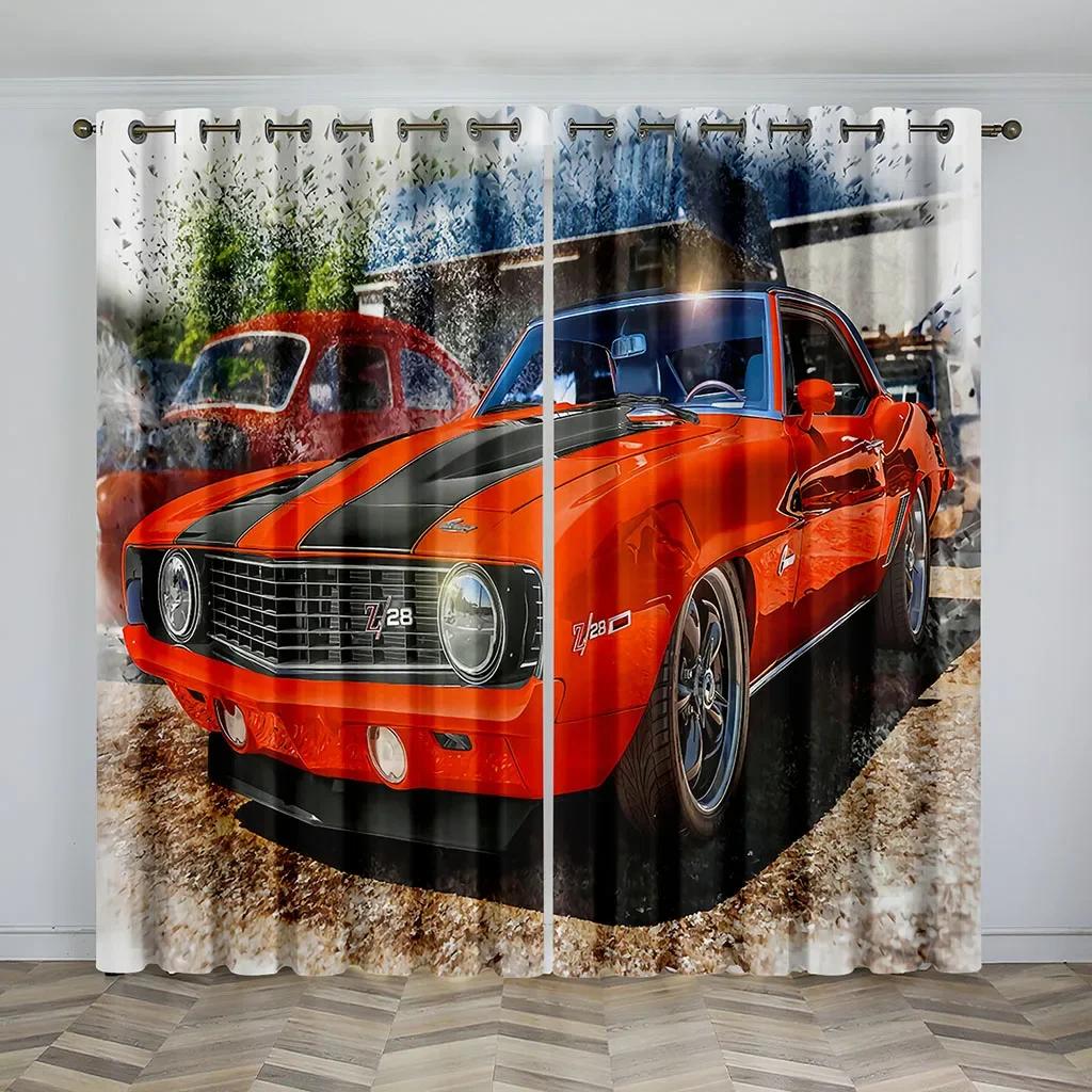3D мультяшные гоночные спортивные автомобильные шторы для гостиной, спальни для мальчиков, 2 шт., шторы для гостиной, запустите свои двигатели, бесплатная доставка D