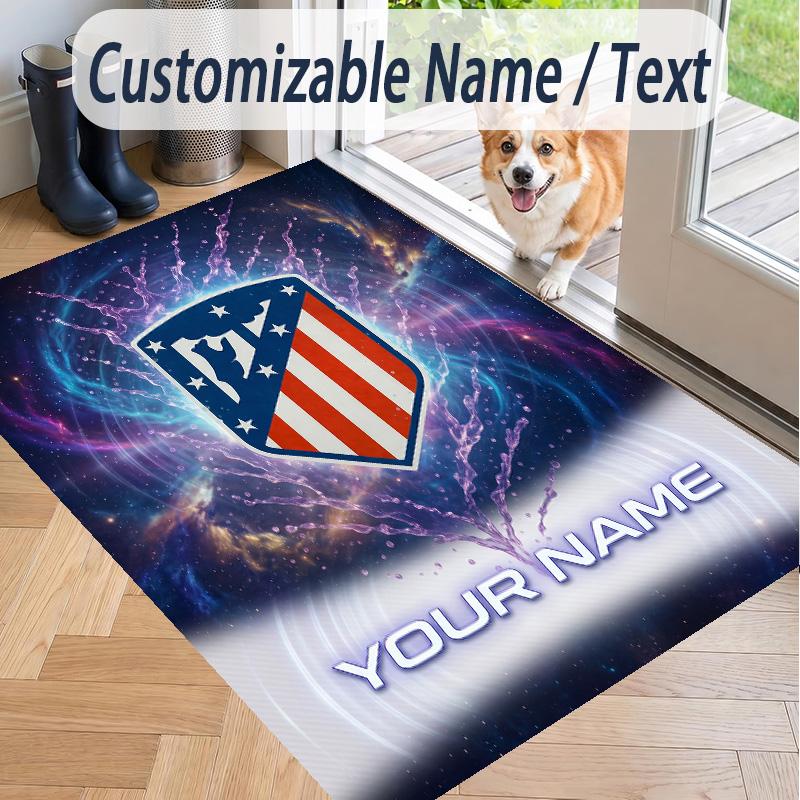 Custom Text Printed Rug Atletico Madrid Non Slip Floor Carpet For Home Room Decor