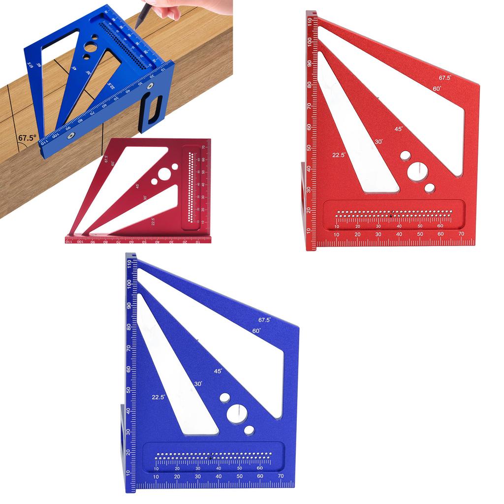 3D многоугловая измерительная линейка, угольник для столярных работ 22.?Транспортир 90 градусов, алюминий, все