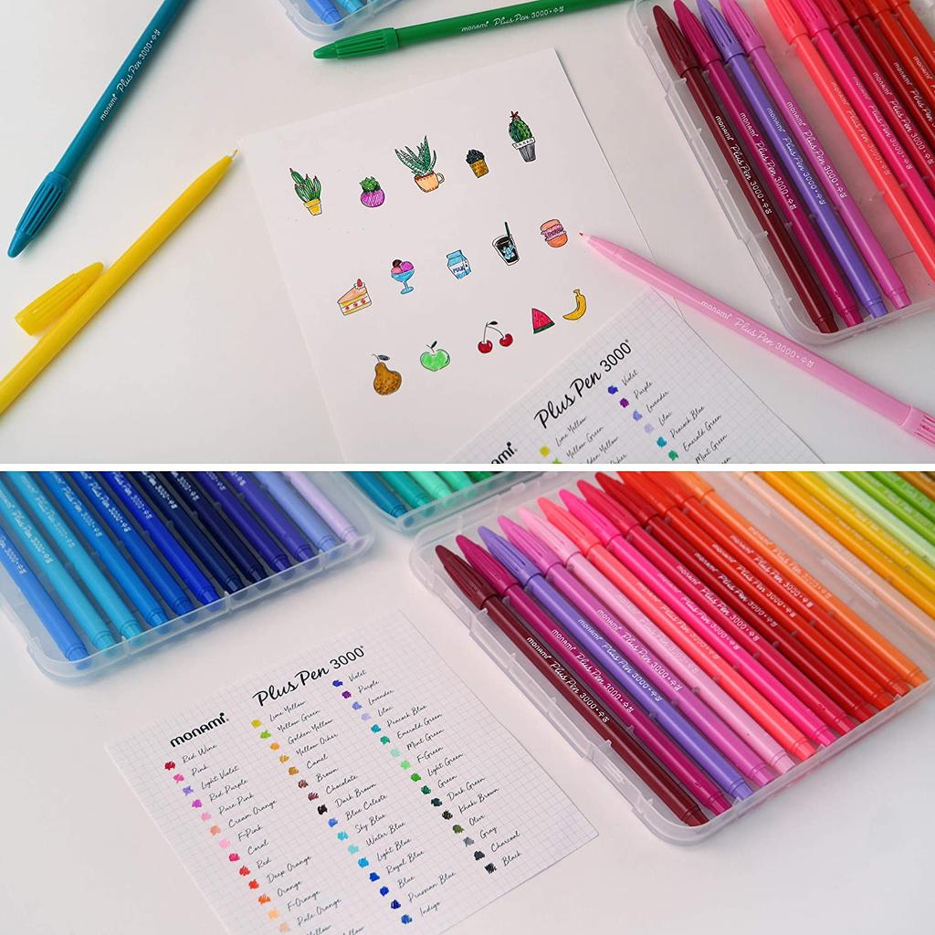 Monami 3000 PLUSPEN Color Pen, Set of 48, Assorted