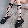 Summer Ultra-thin Transparent Nylon Long Socks Stockings Japanese Fashion Flower Knee Socks Vintage Crystal Silk Socks Stockings