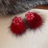 Серьги-гвоздики с красным жемчугом и серебряной иглой - Элегантные и универсальные украшения для женщин