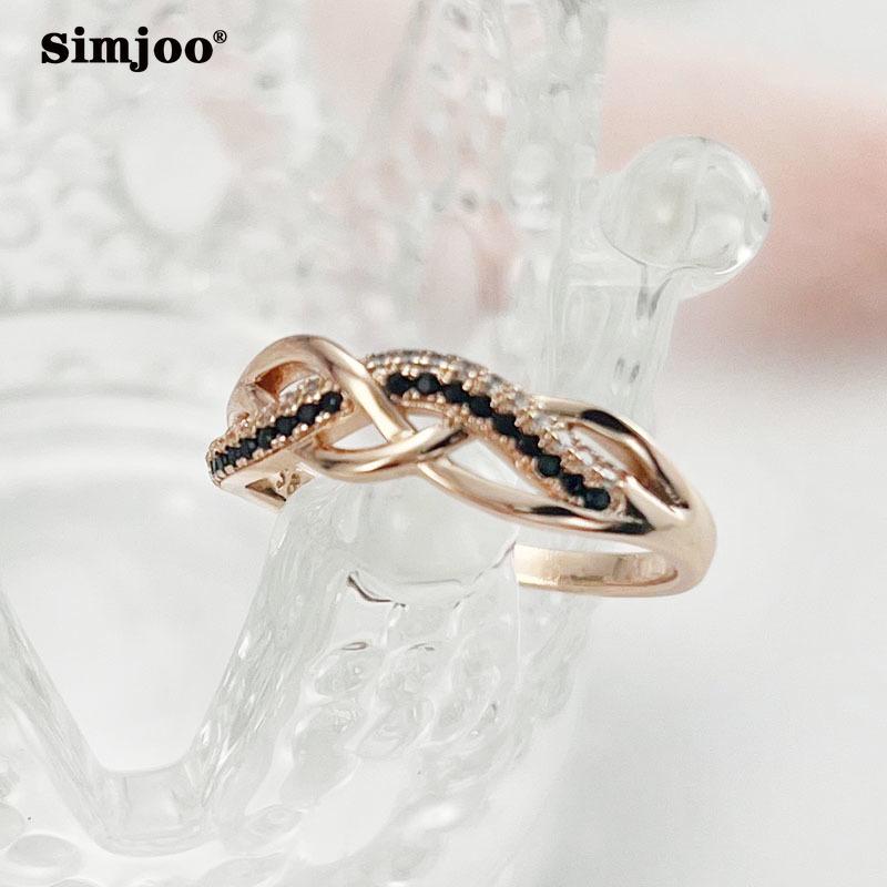SIMJOO Pop Кольцо цвета розового золота Модное женское кольцо с цирконом в обертке