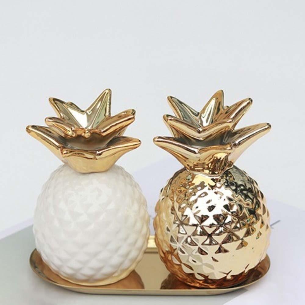 Gilding Ceramic Pineapple Piggy Bank Golden Beans Container Money Jar  Children Gift