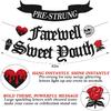 Farewell Sweet Youth Banner Funeral for My Youth Birthday Decorations Gothic Death Rip to my 20th 30th 40th bday Backdrop Bachelorette Retirment