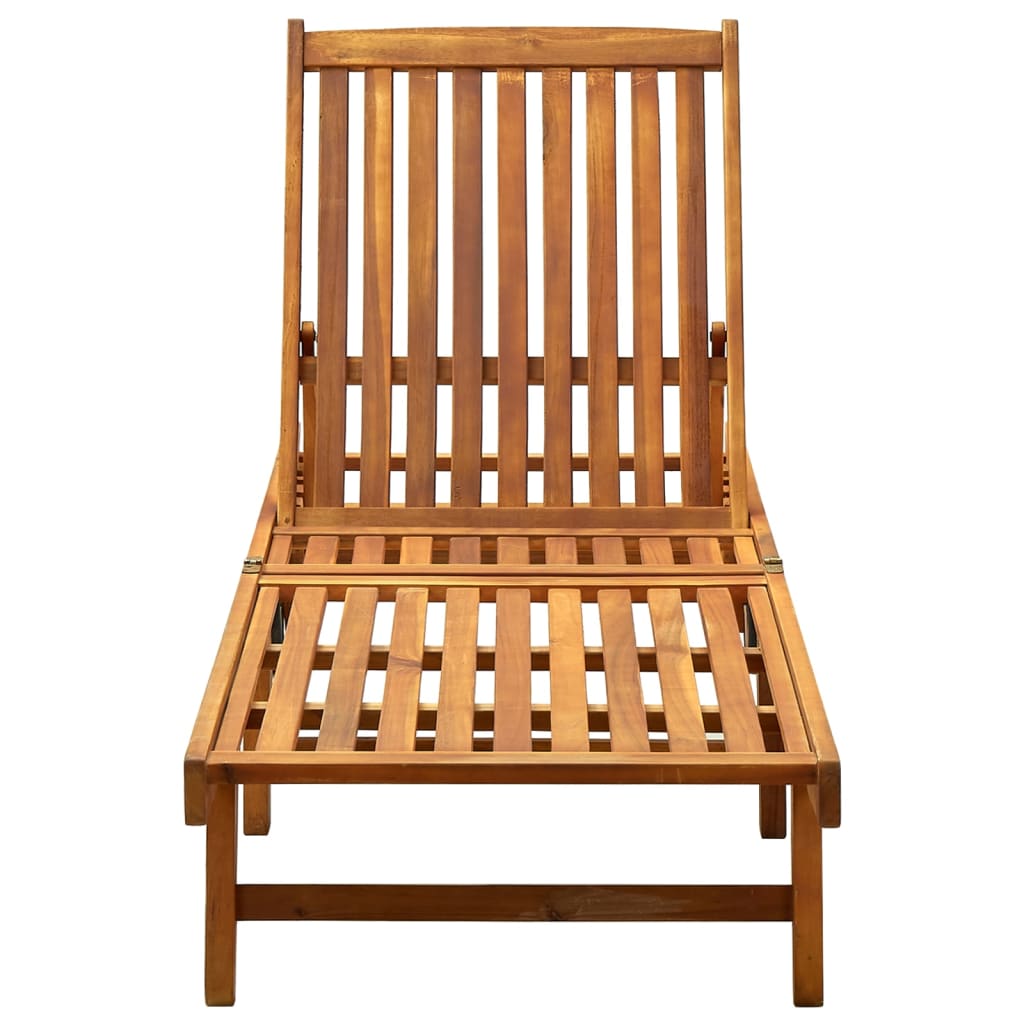 Folding Sun Lounger with Cushion Solid Acacia Wood