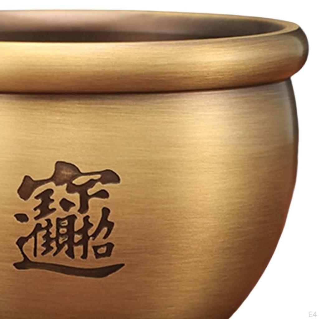 Bai Fu Golden Treasure Basin Statue Decorations Chinese Box Wealth Fruit Money Pot Copper