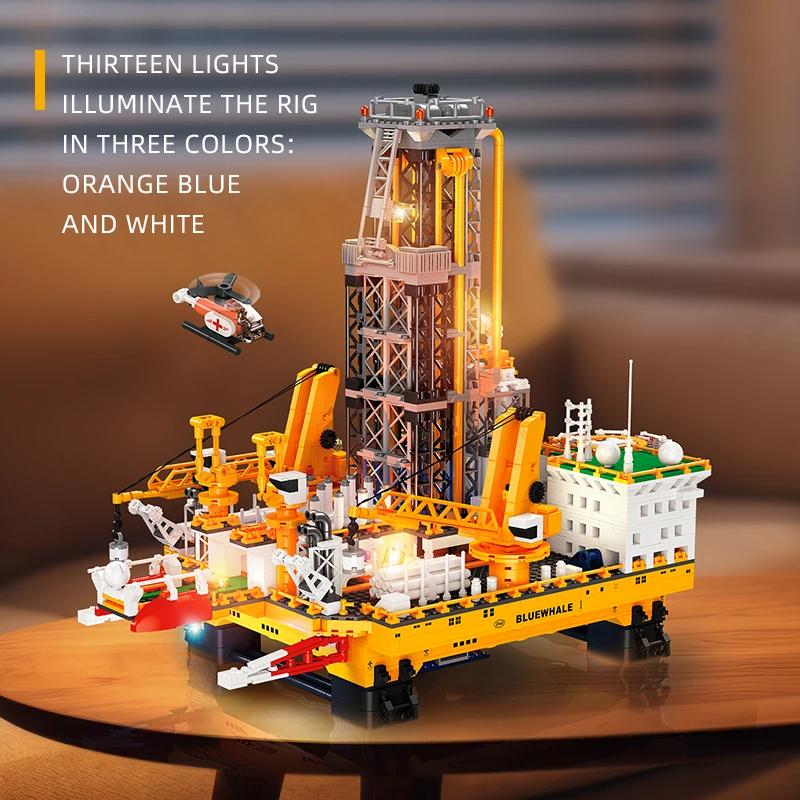 3271 шт. Морские нефтяные скважины Строительные блоки Модель буровой платформы Светящиеся кирпичики Настольные украшения Детские развивающие игрушки DIY Подарок