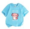 Kids Boys Girls 100% Cotton Crew Neck Short Sleeve T-Shirt, Cute Axolotl Print Casual Summer Tee for Axolotl Lover Little Girls Daily Wear