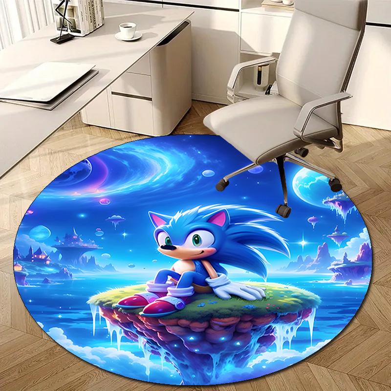 1pc Sonic4 Design Printed Area Round Carpet for Bedroom Living Room Home Decor Rugs Mat Non Slip Mat Rug for Bedside