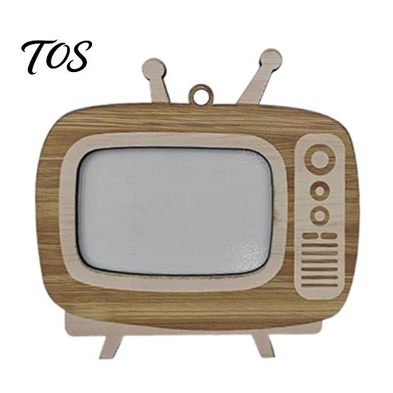 Car Rearview Mirror Ornament Wooden TV Photo Frame, 2 in 1 Desktop Display & Desk Ornament, Vintage Memorial Picture Holder, Unique Birthday