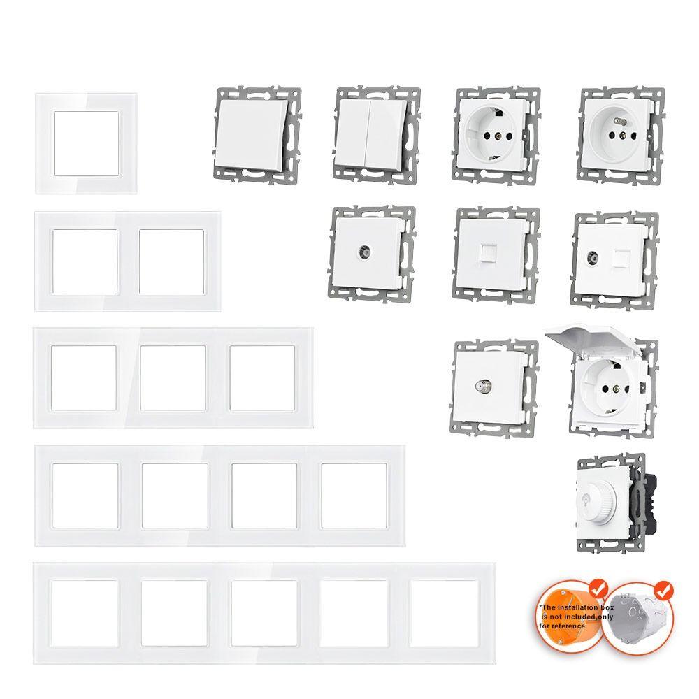 1Pcs PC Panel Modular Sockets And Switches EU French Socket Module for EU Standard Wall Mount DIY