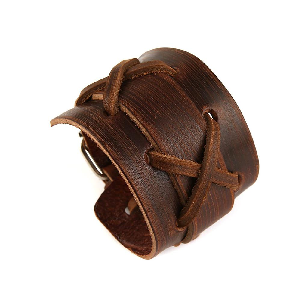 1 шт. Винтажный панк браслет-манжета из натуральной кожи для мужчин ручной работы кожаный браслет стимпанк ювелирные изделия мужские браслеты