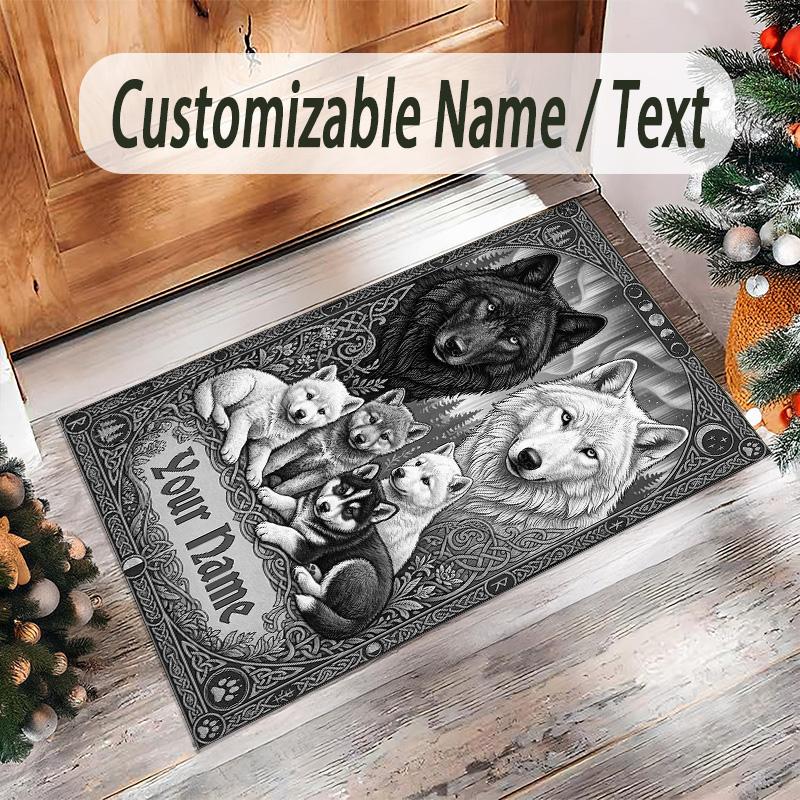 Fox Theme Crystal Velvet Floor Rug Personalized Custom Name Text Warm Carpet Home Decoration
