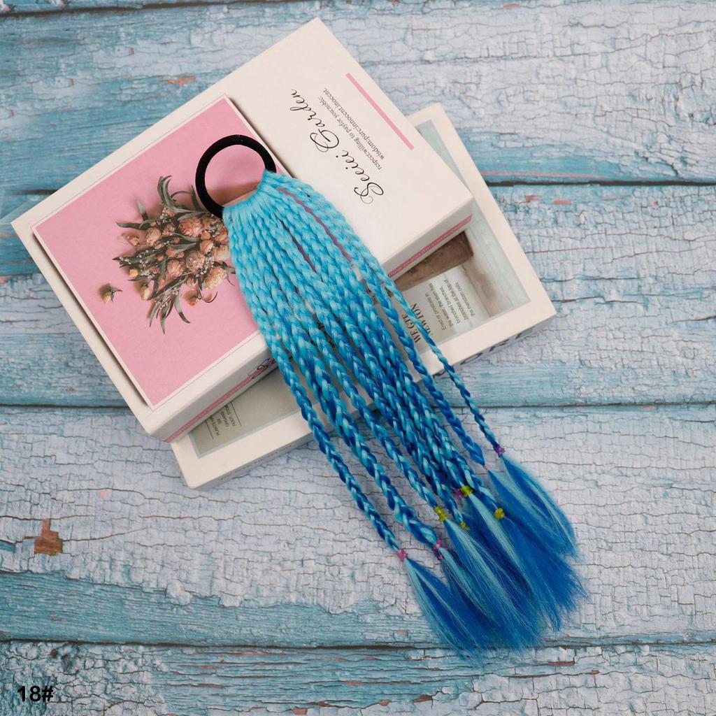 Резинка для волос Короткое Цветное Плетеное Наращивание Волос Хвост Радужный Разноцветный Синтетический Хвост для Девочек Ежедневное Вечернее Использование