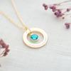 Mini-World Customized Hollow Ring Engraved Name Pendant Necklace with Birthstone Charm Stainless Steel Personalized Jewelry