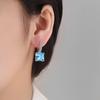 Серьги Douyin Princess Square Zircon: Пряжки для ушей с цветными драгоценными камнями в европейском и американском стиле для женщин