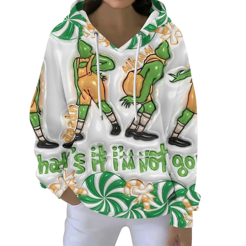 Christmas Hoodies For Women Funny Cute Printed Holiday Sweatshirt Winter Oversized Pullover Tops