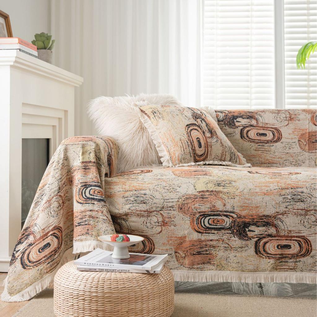 Jacquard Sofa Towel Monet Oil Painting Fringed Four-season Universal Full Cover All-inclusive Universal Cover Blanket Sofa Cover
