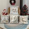 4Pcs Christmas Pillow Cover Santa Reindeer Snowman Tree Cushion Cover Decorative Square Throw Pillow Case for Home Living Room Bedroom Decor