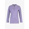 Трикотаж в рубчик с сиреневым воротником на пуговицах Tctaw23ak00035