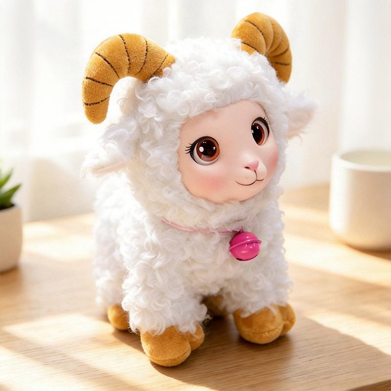 Cute Vinyl Face Plush Sheep Keychain Bag Charm Zoo Animal Doll Pendant Soft Stuffed Toy Accessory